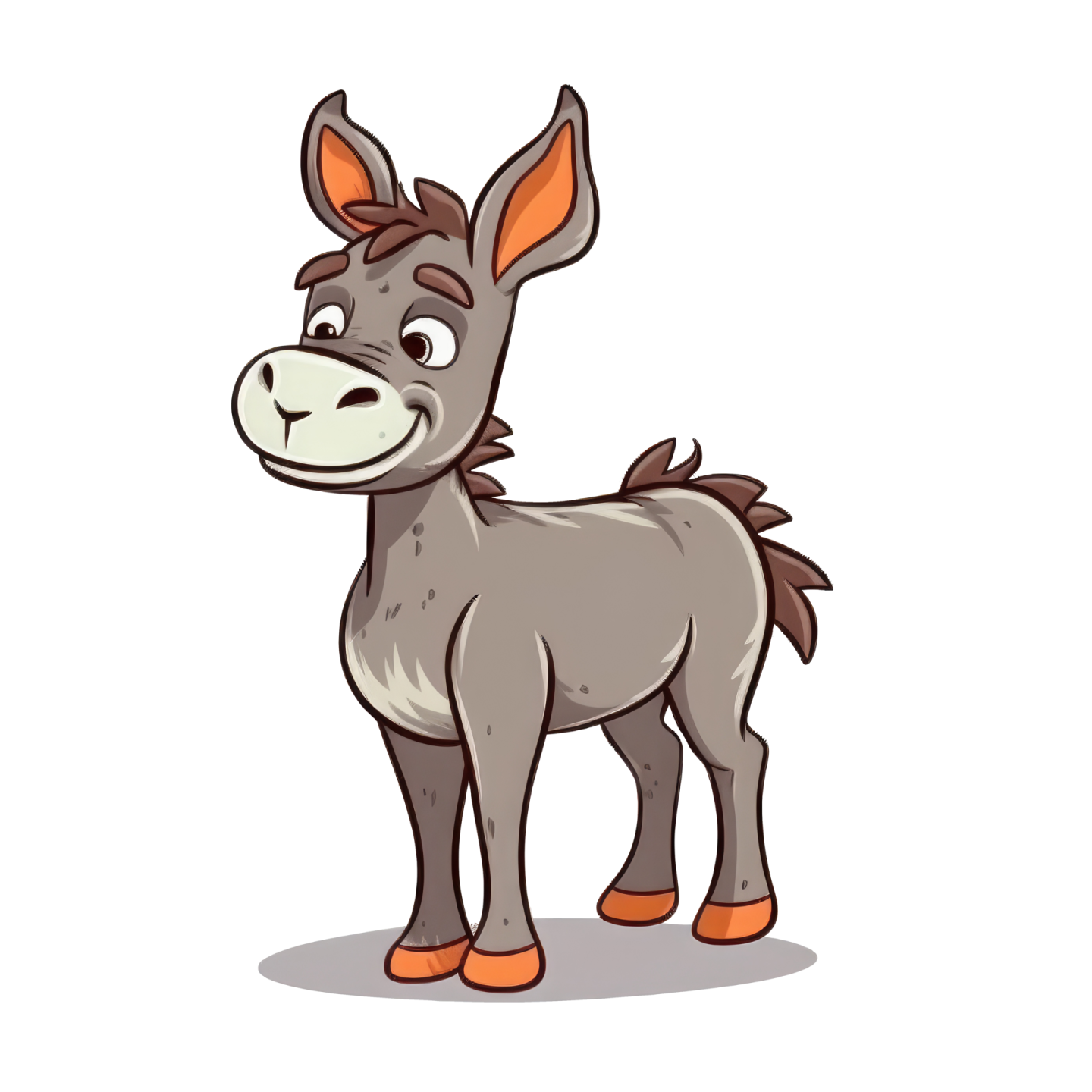 a cartoon donkey standing on a white background