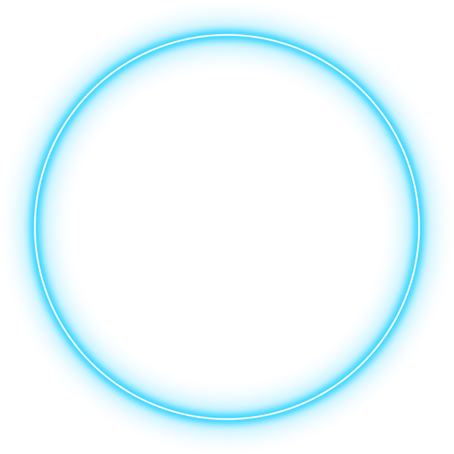 a blue neon circle on a white background