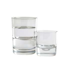 a glass of water and two glasses