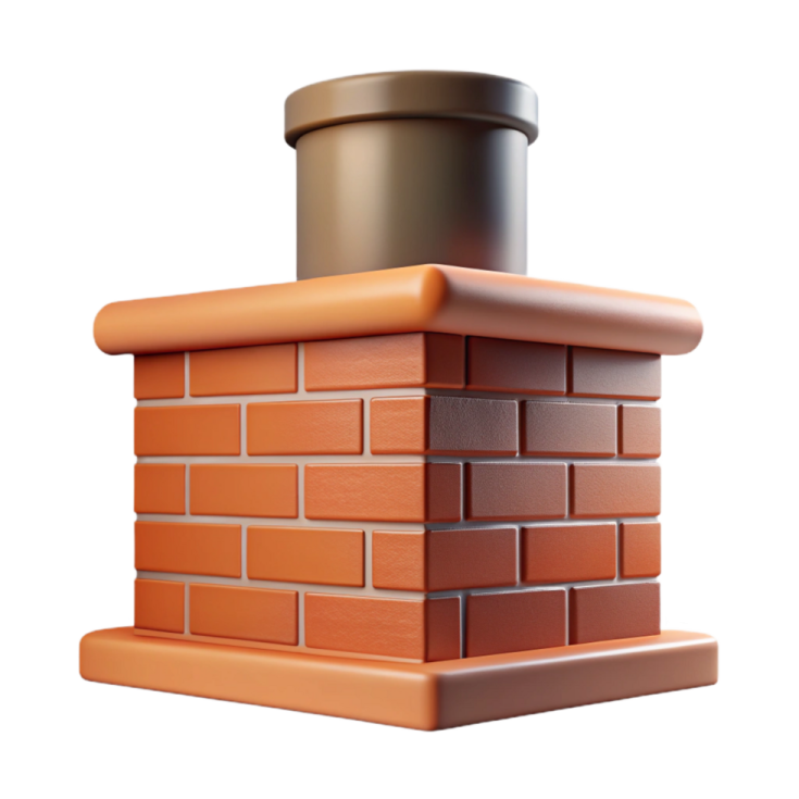 a brick chimney on a white background