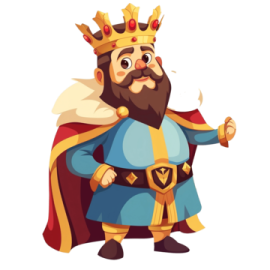 a cartoon character with a crown on his head