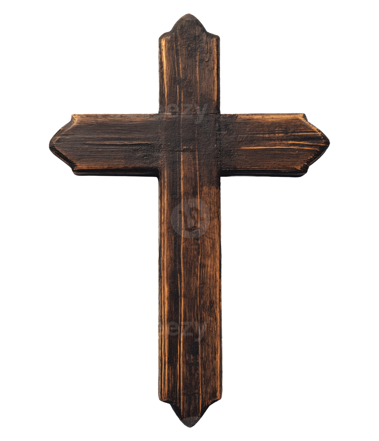 a wooden cross on a white background
