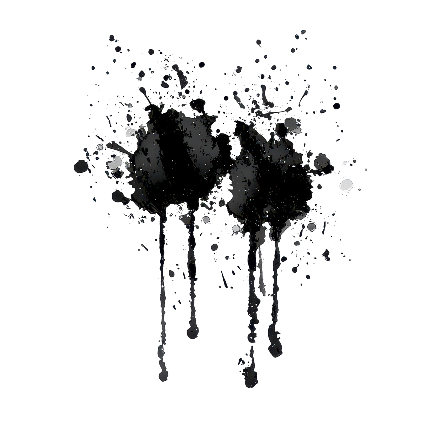 a black ink spied on a white background