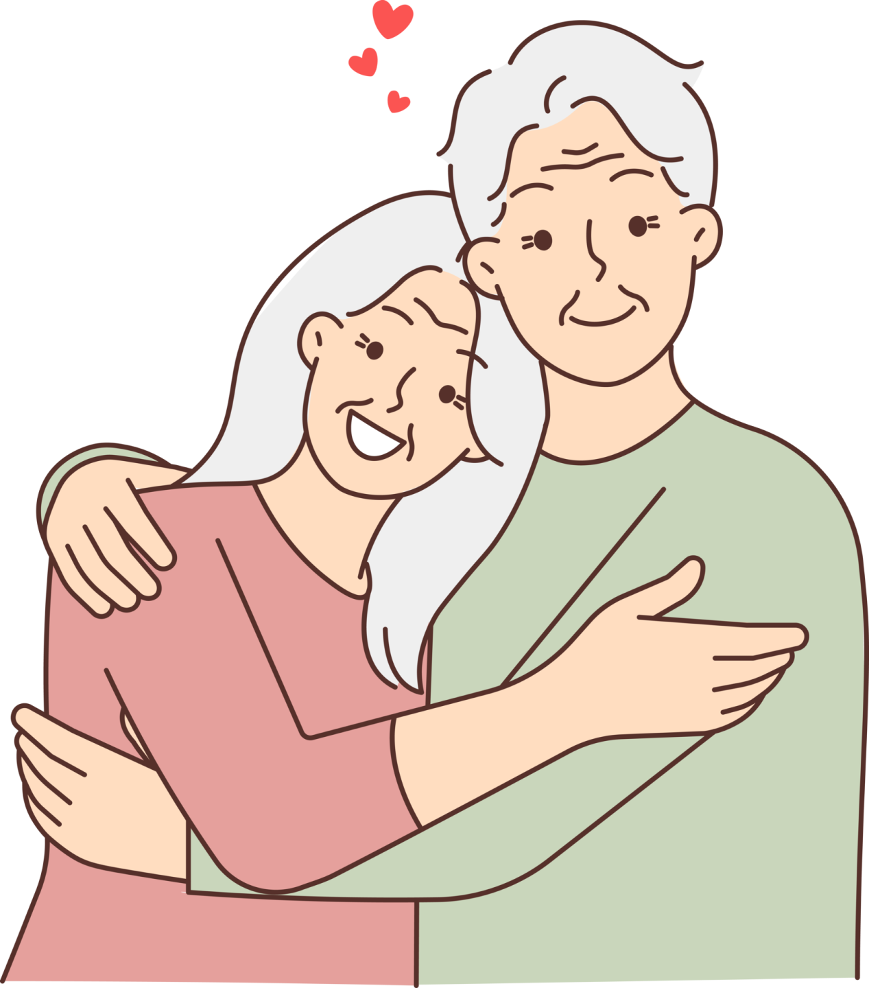 an older couple hugging