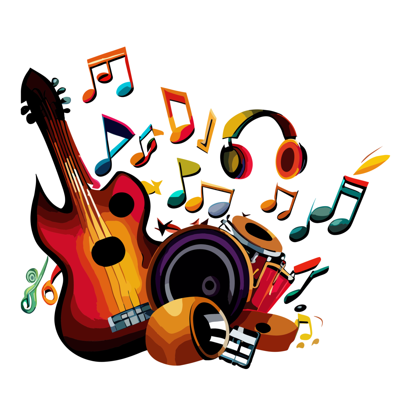 a musical instrument with music notes around it