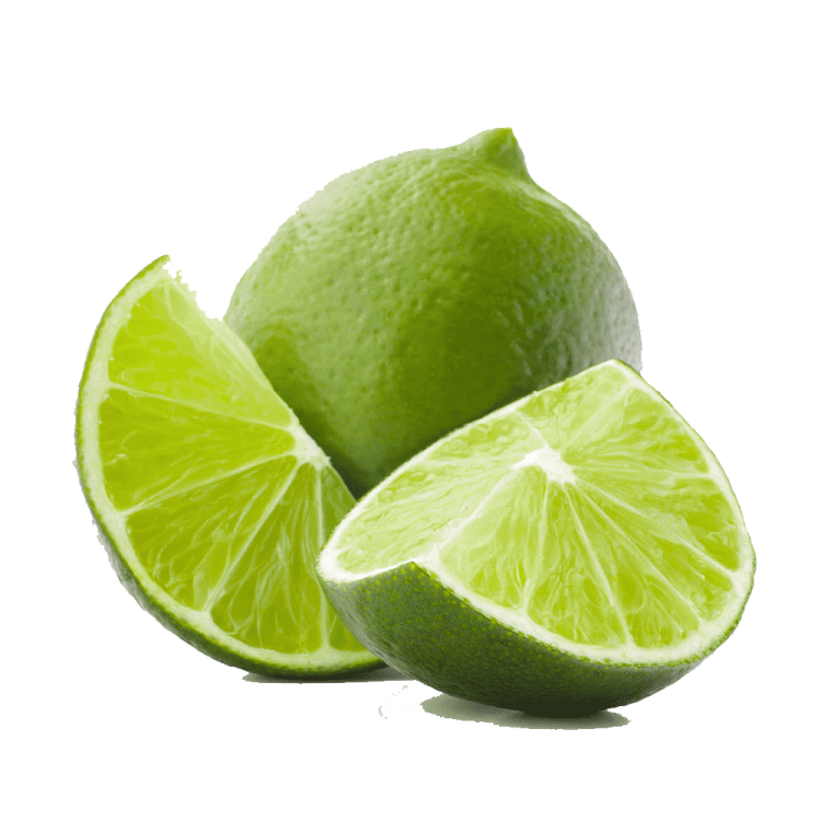 limes on a white background