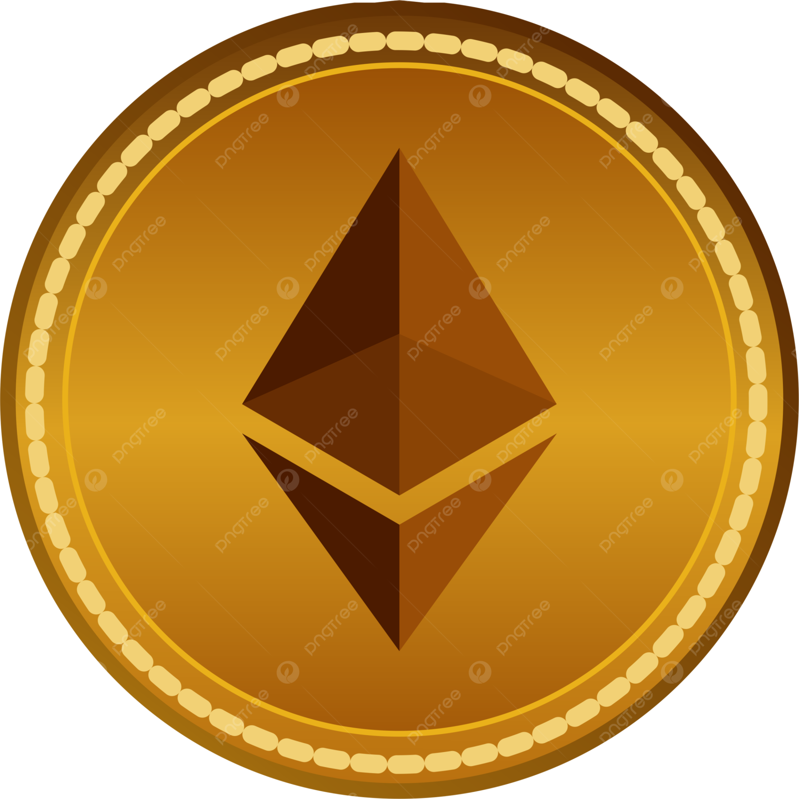 a gold coin with an ether symbol on it