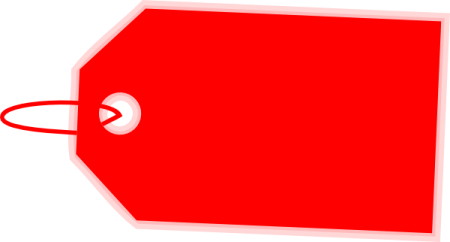 a red tag on a white background