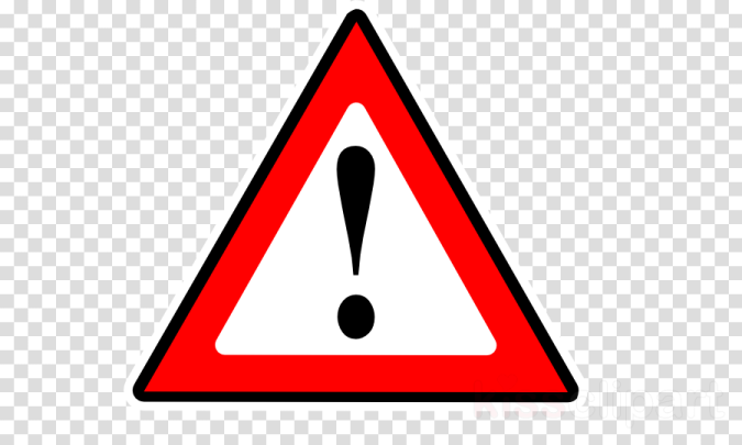 a red and white triangular warning sign on a transparent background