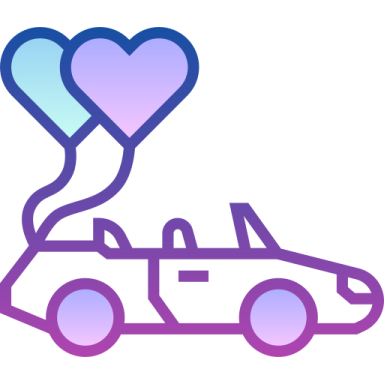 a car with two hearts on top of it