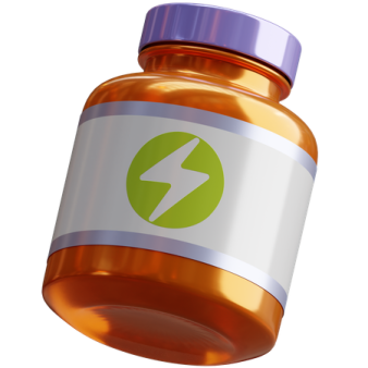 a prescription bottle with an arrow on it