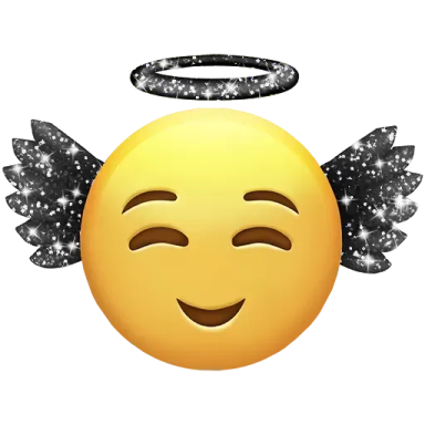 a smiley face with angel wings