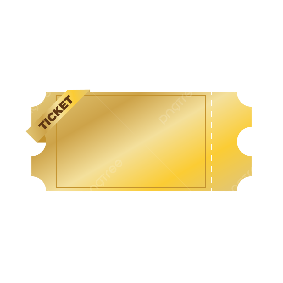 a gold ticket with the word ticket on it