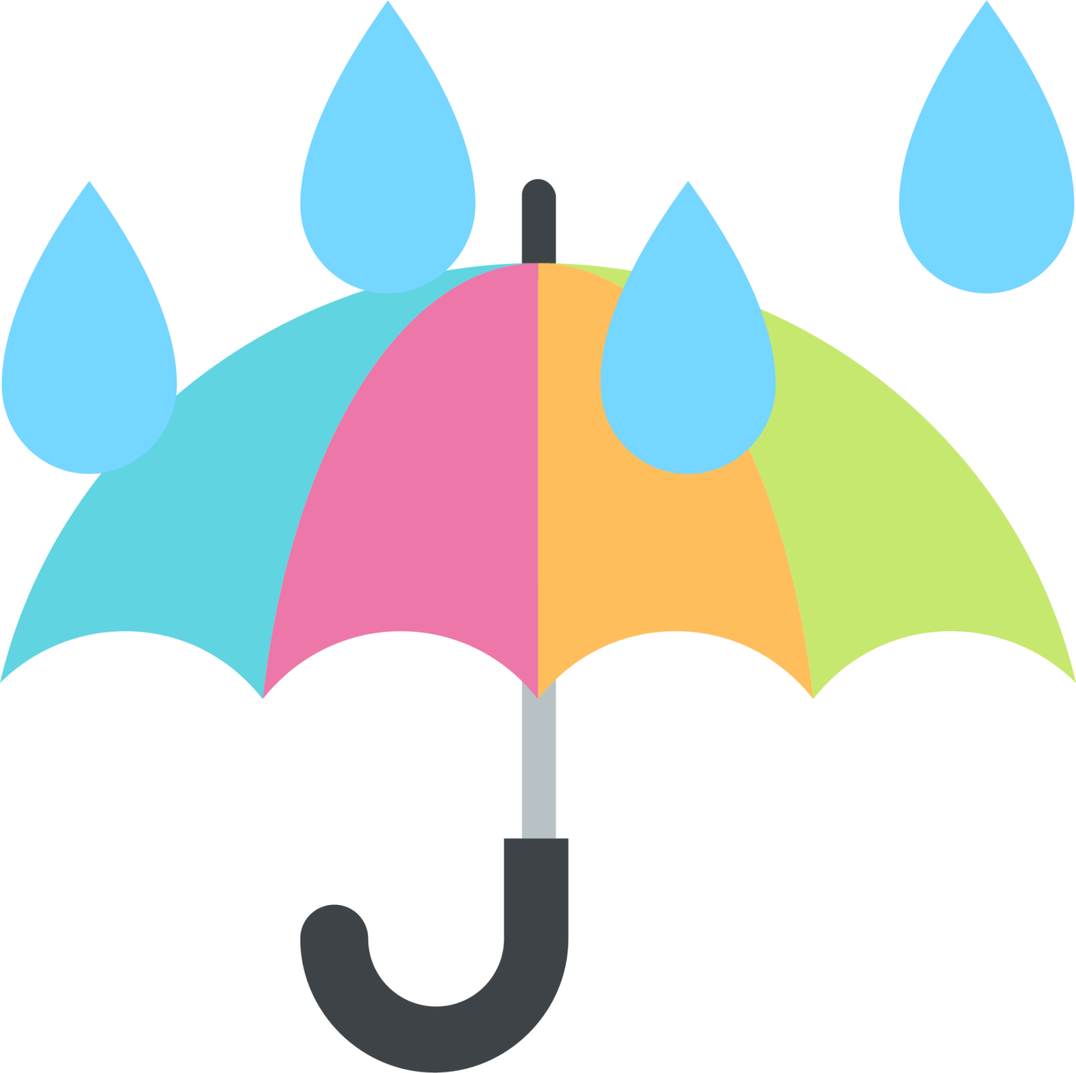 a colorful umbrella with rain drops on it