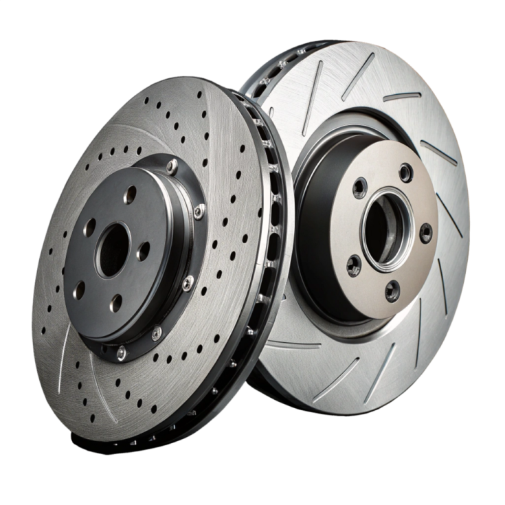 a pair of brake rotors on a white background