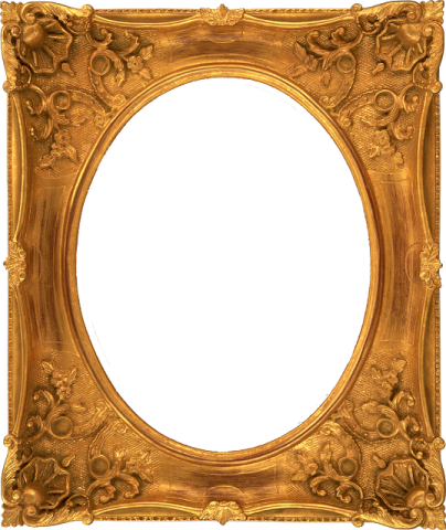 a gold frame with flowers and leaves