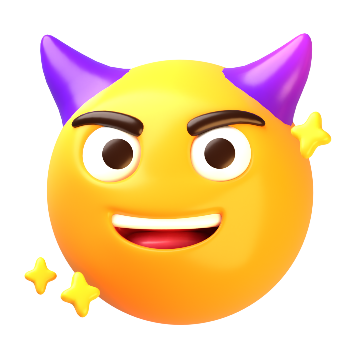 a yellow smiley with horns on it's head