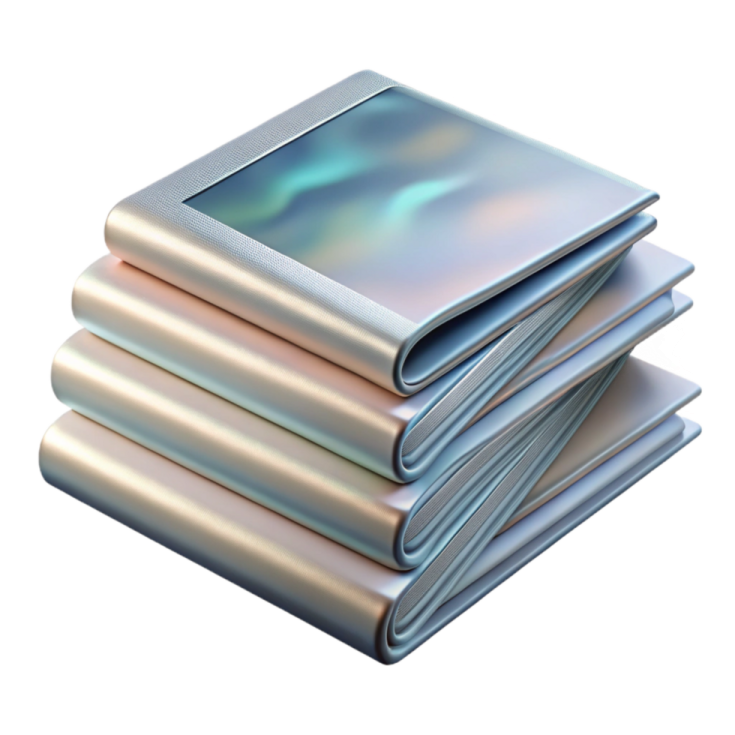 a stack of metal sheets on a white background