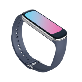 an apple watch with a blue band