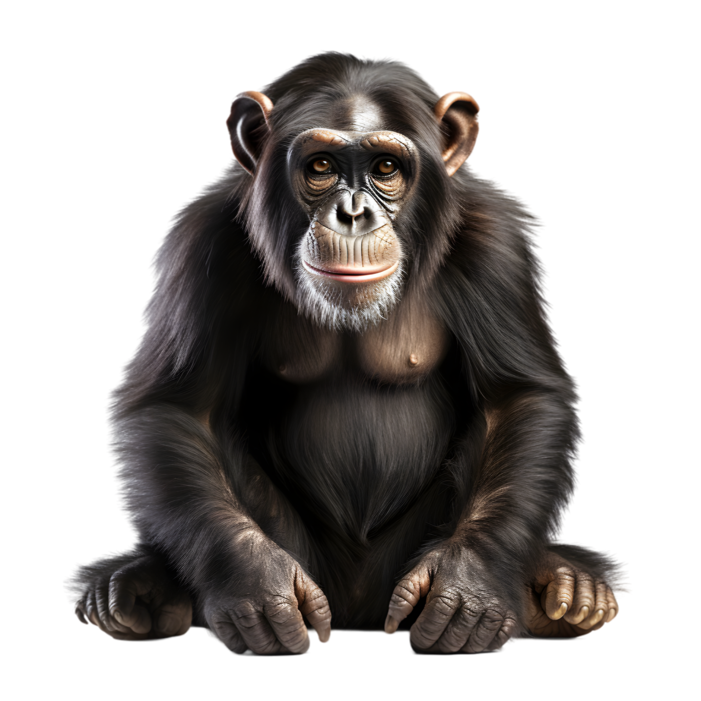 a monkey sitting down and looking at the camera