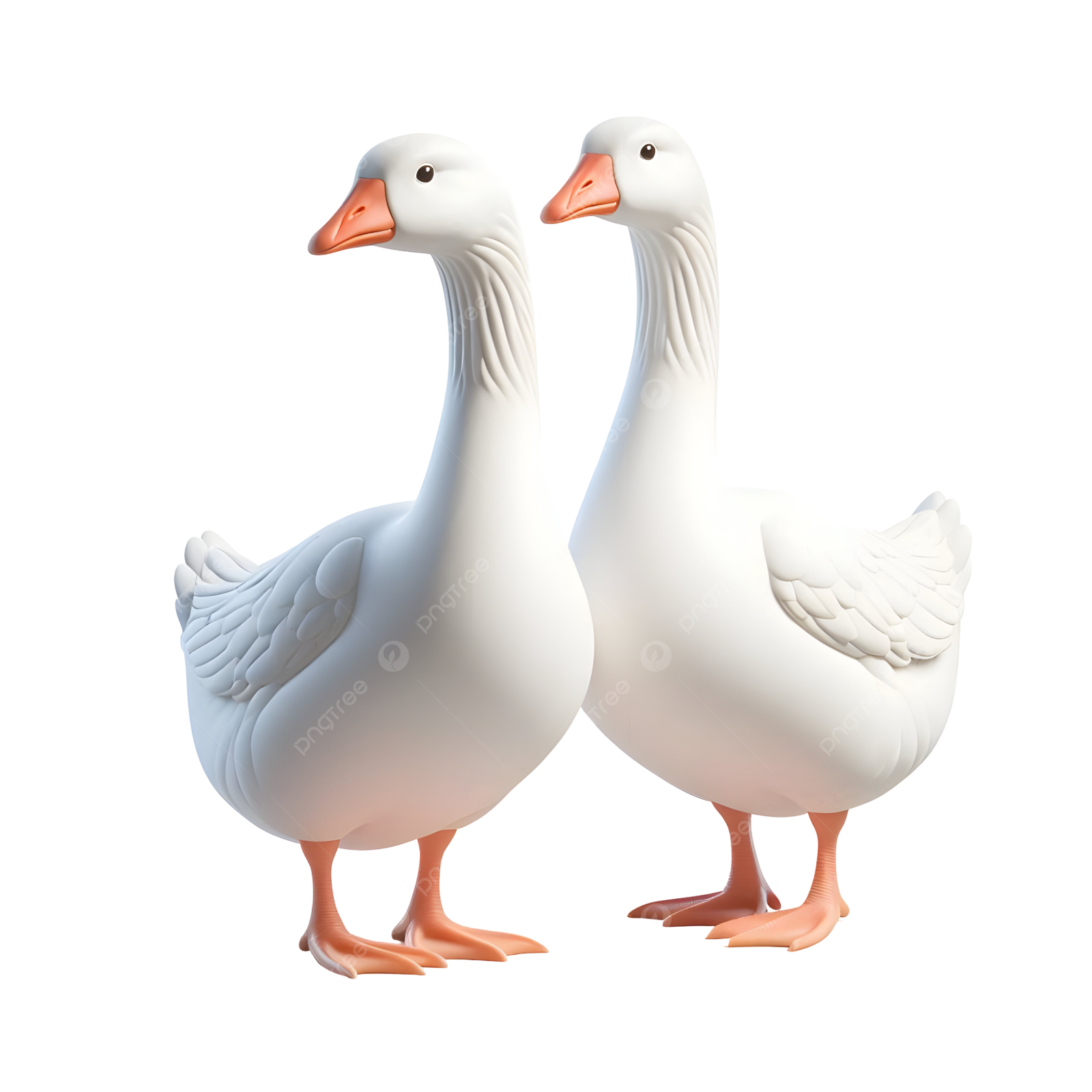 two white ducks standing next to each other ducks