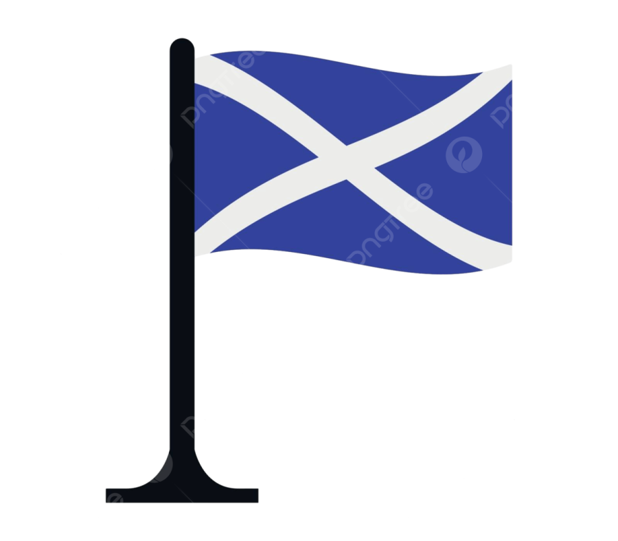a scottish flag on a pole