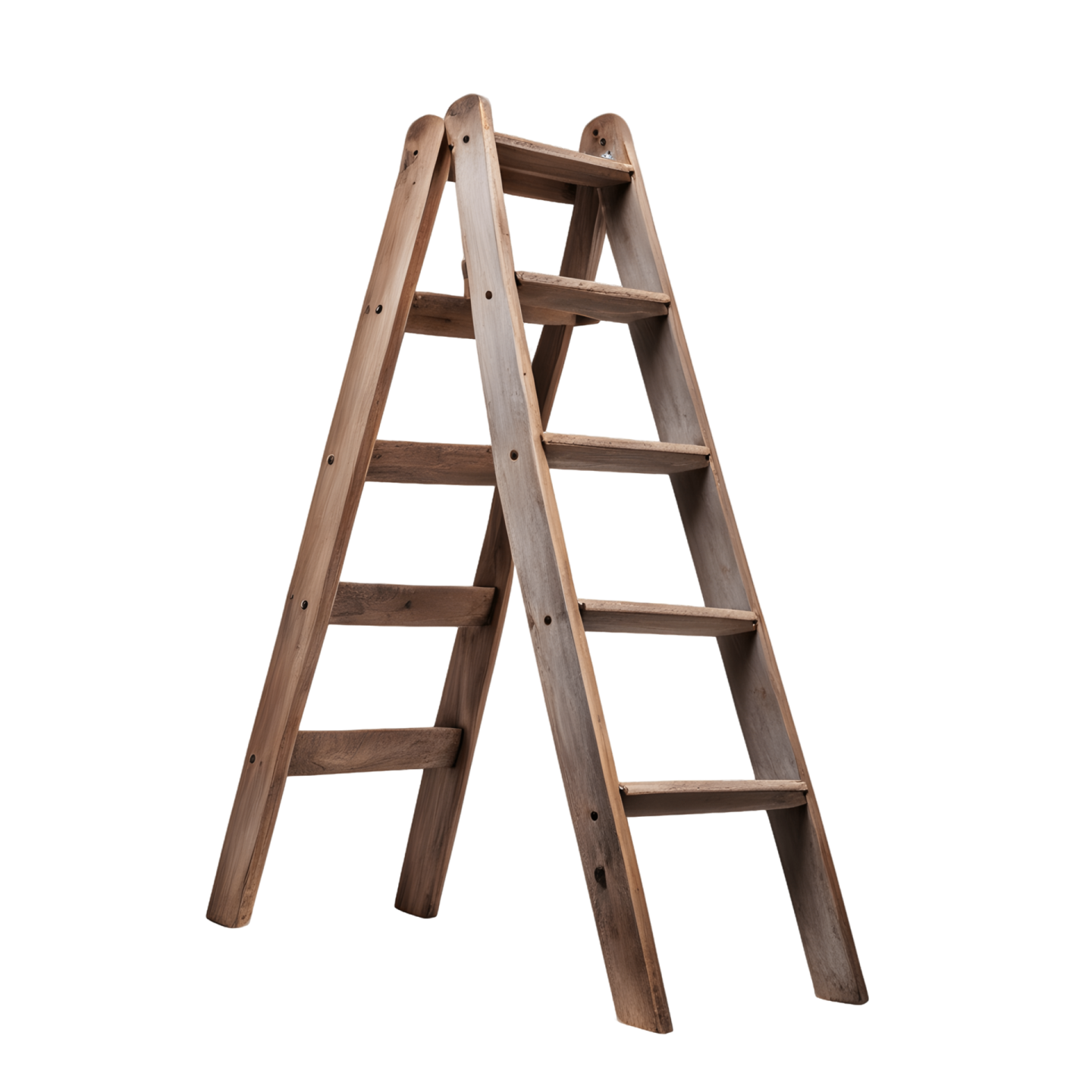 a wooden ladder on a white background