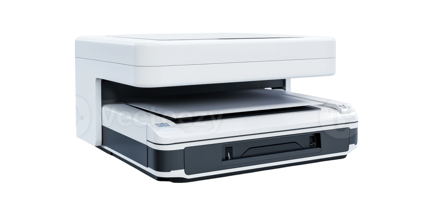 a printer with a white background