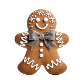 a ginger with a bow on top of it