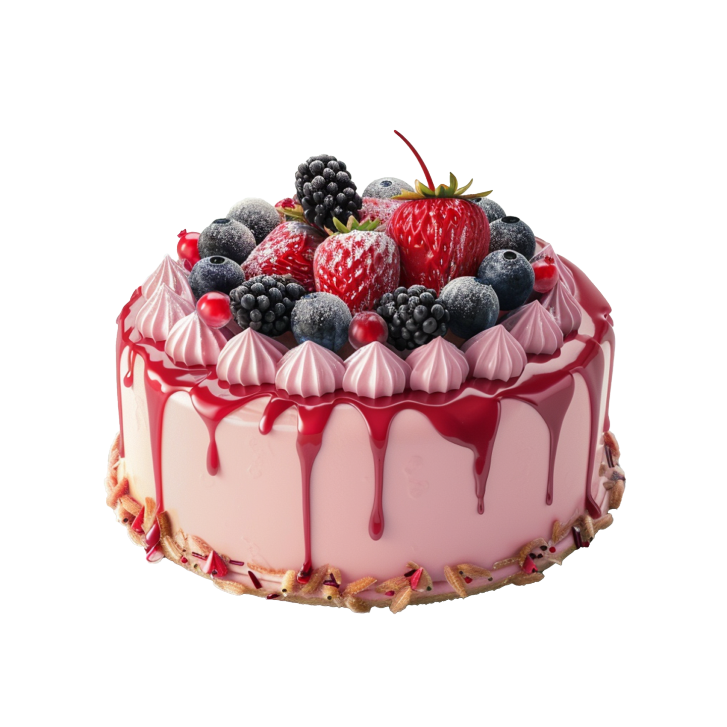 a cake with berries and chocolate on top