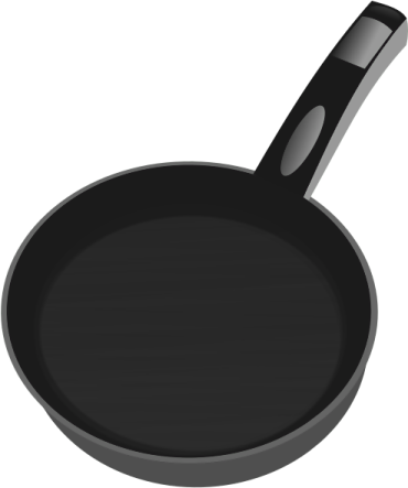 a black frying pan with a handle