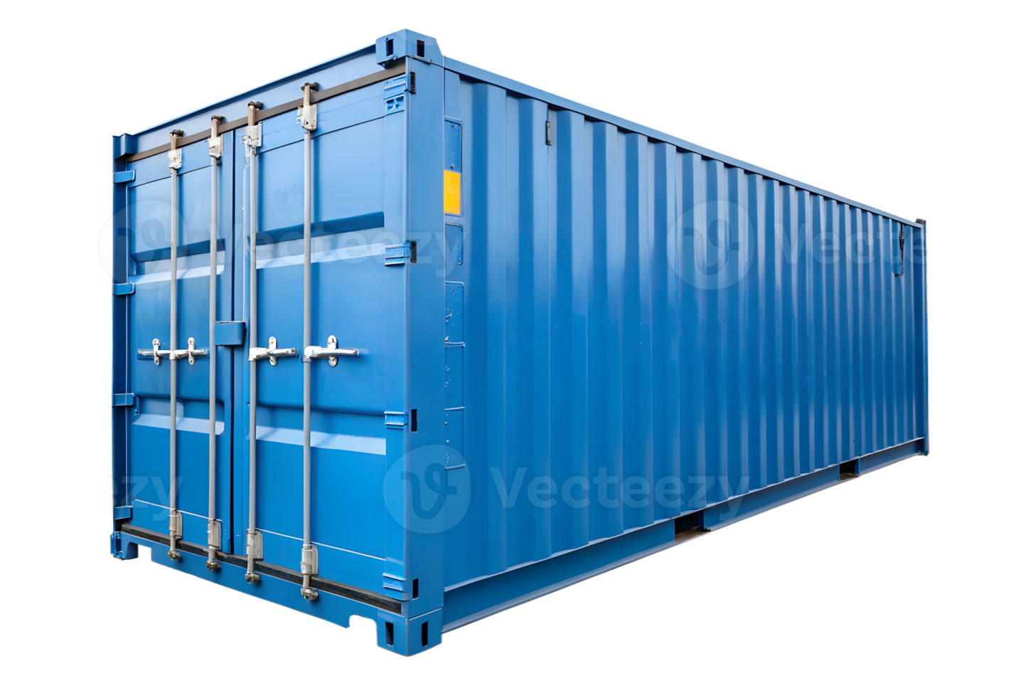 a blue shipping container on a white background
