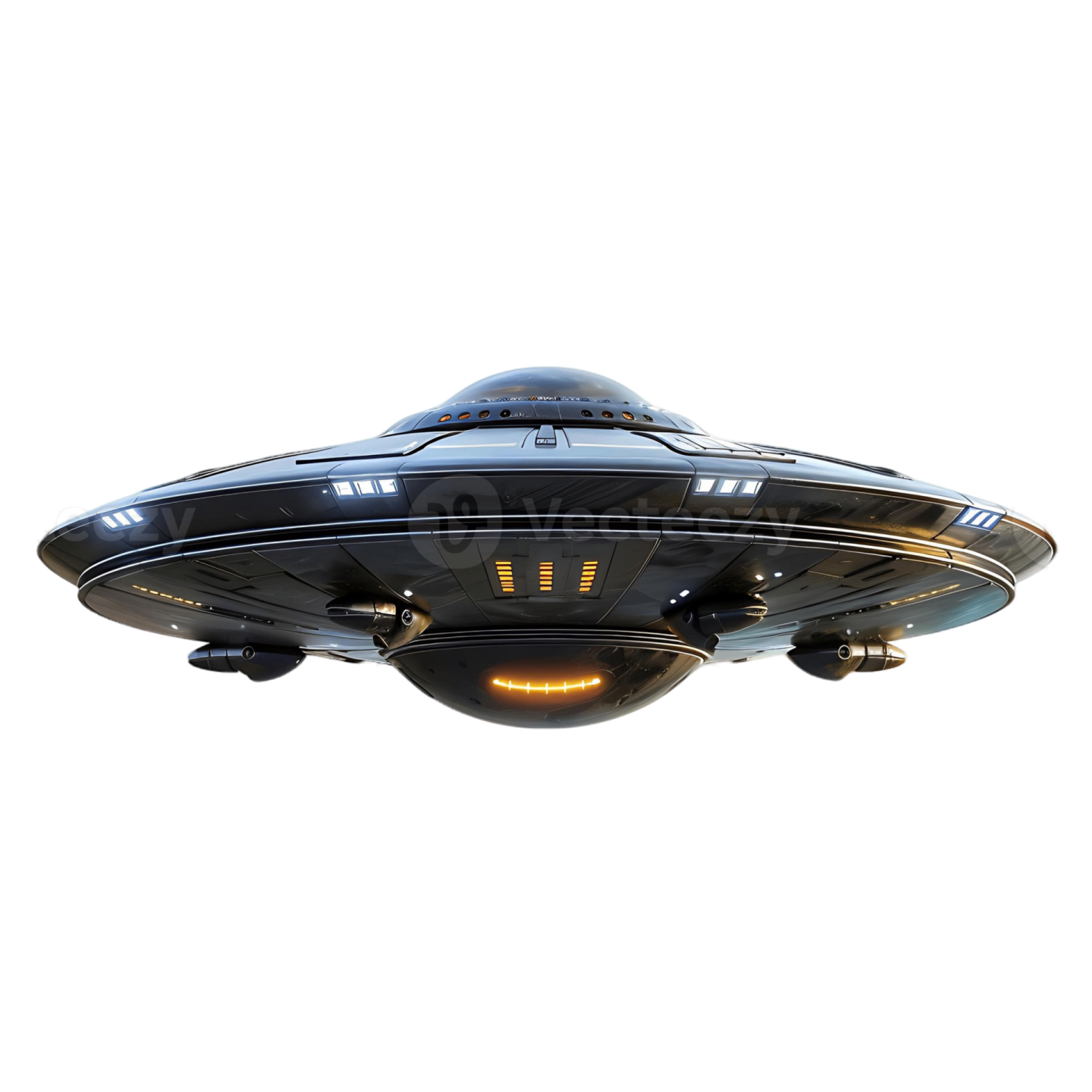 a black spaceship flying through the air