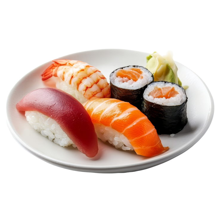 a plate filled with different types of sui