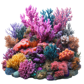 a large assortment of corals on a white background