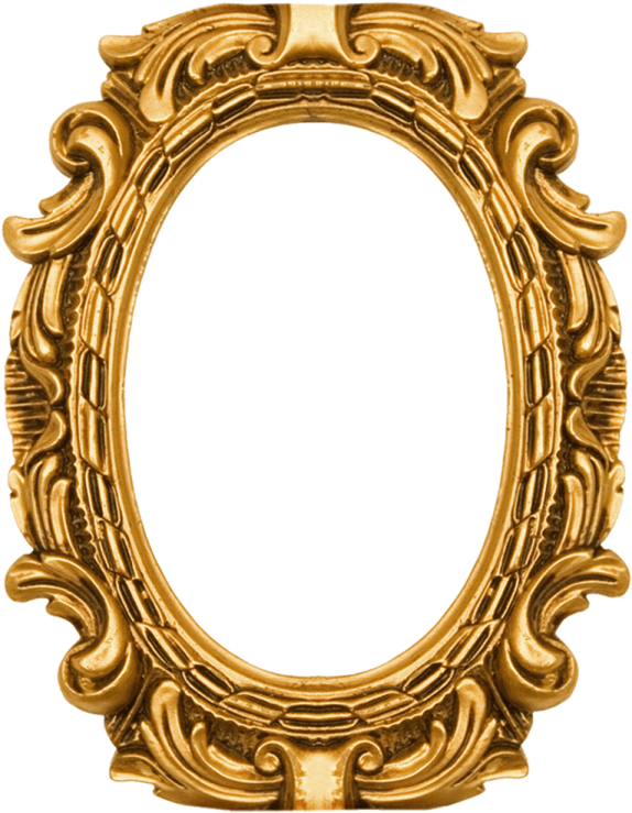 an ornate gold frame on white background