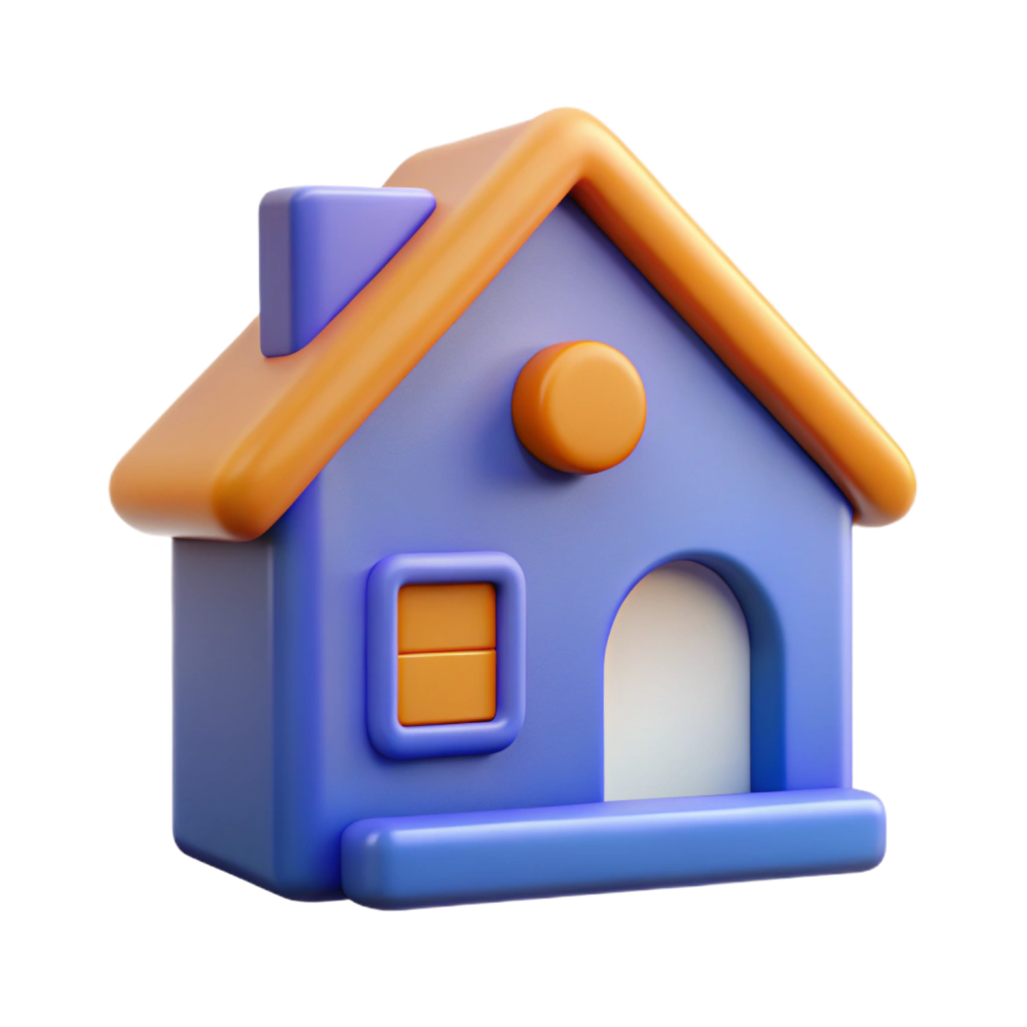 a small blue house with an orange roof