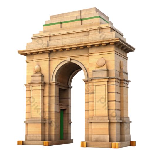 a stone arch with a green door