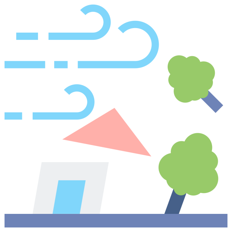 an image of a house with trees and clouds