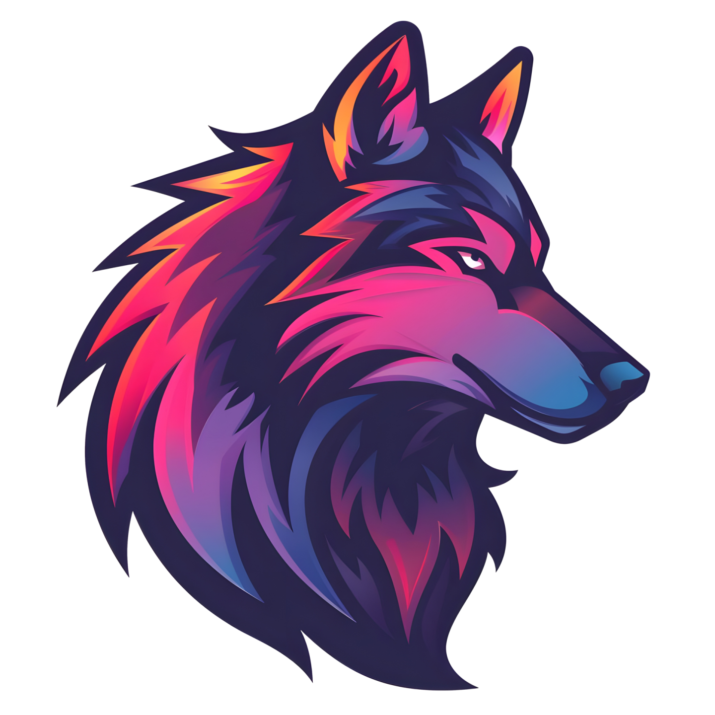 the head of a wolf with colorful colors