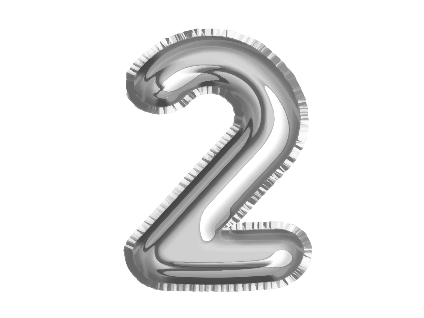 a silver number 2 on a white background