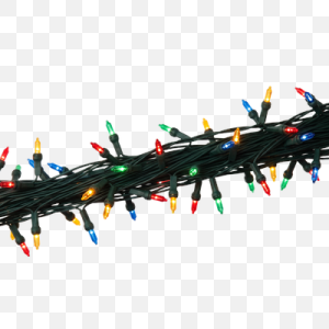a string of christmas lights on white background