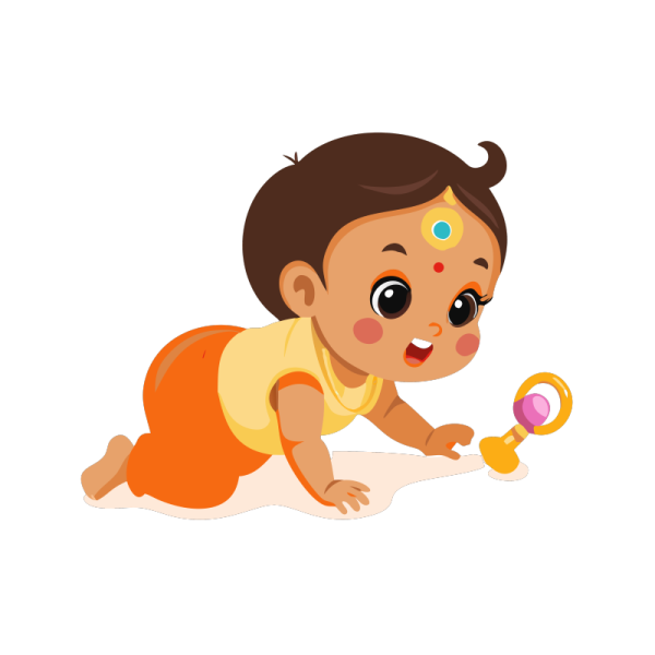 a baby girl playing with a toy