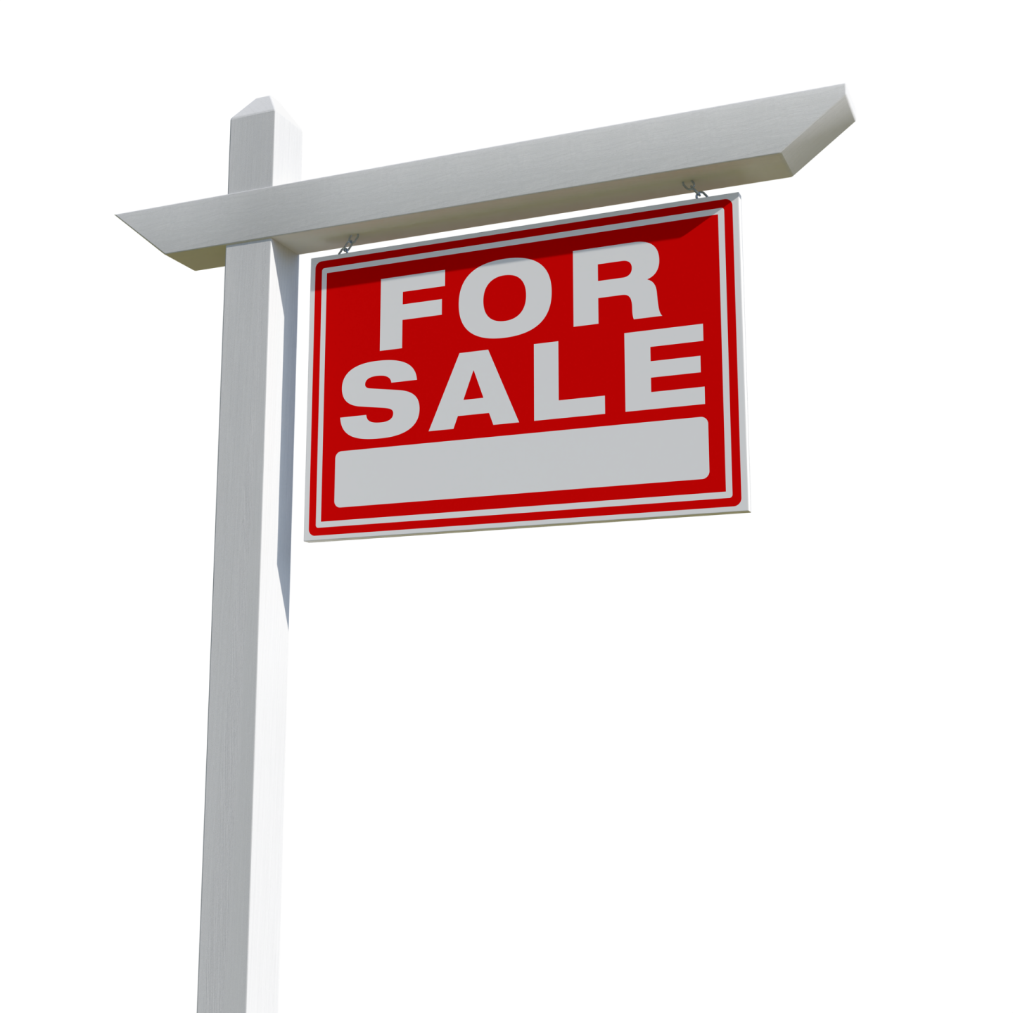 a red and white for sale sign