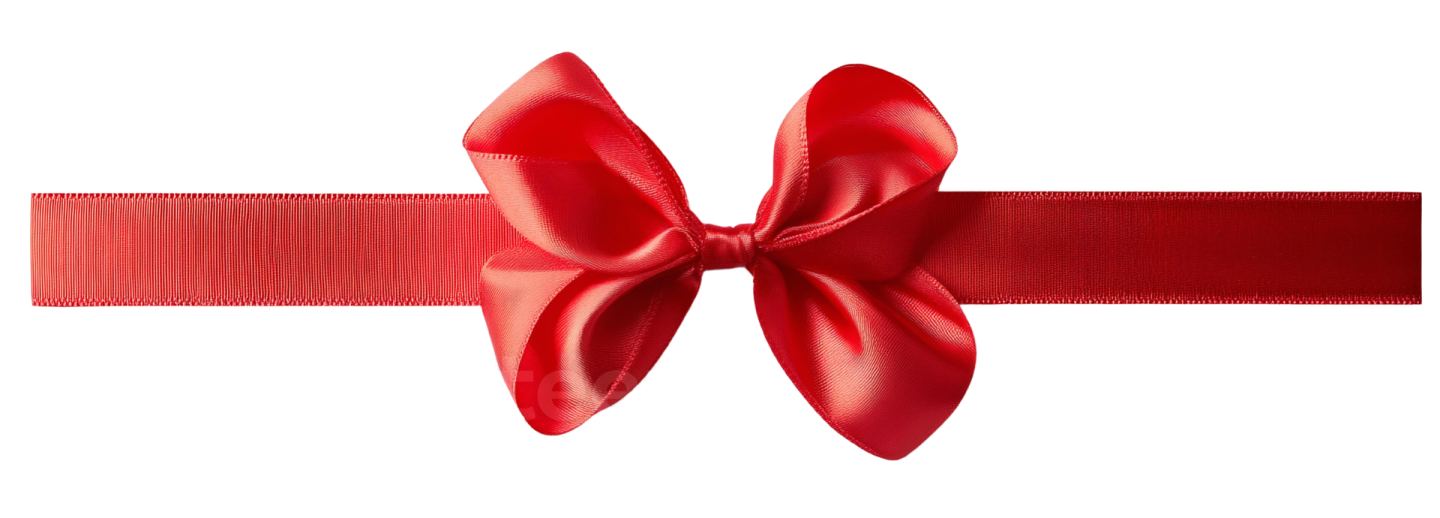 a red bow on a white background