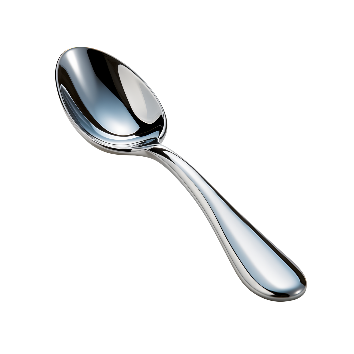 a silver spoon on a white background