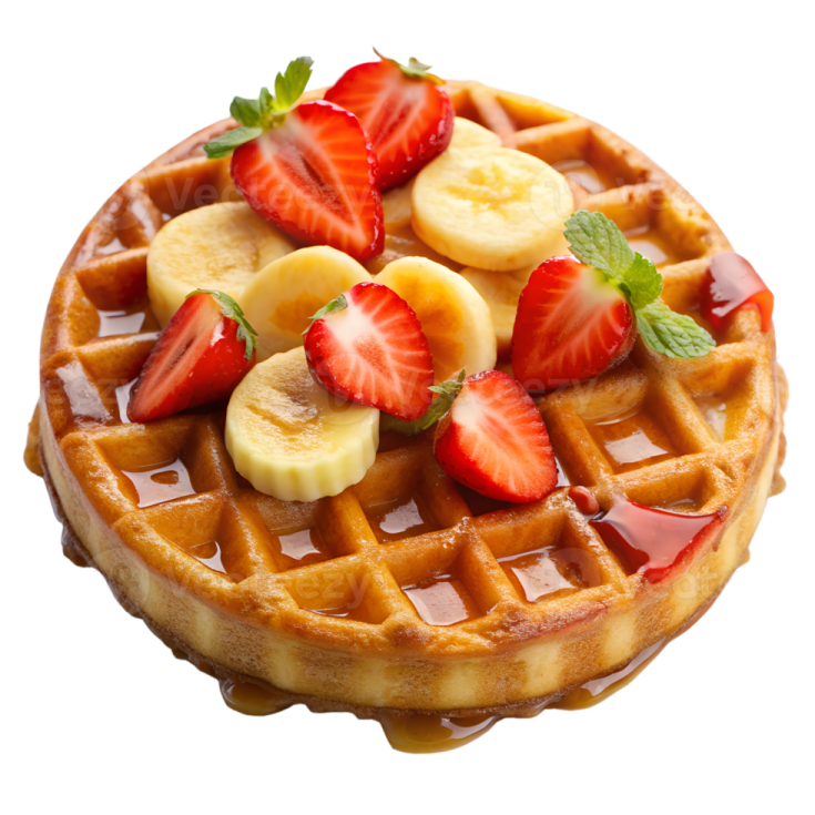 a wa with bananas and strawberries on top