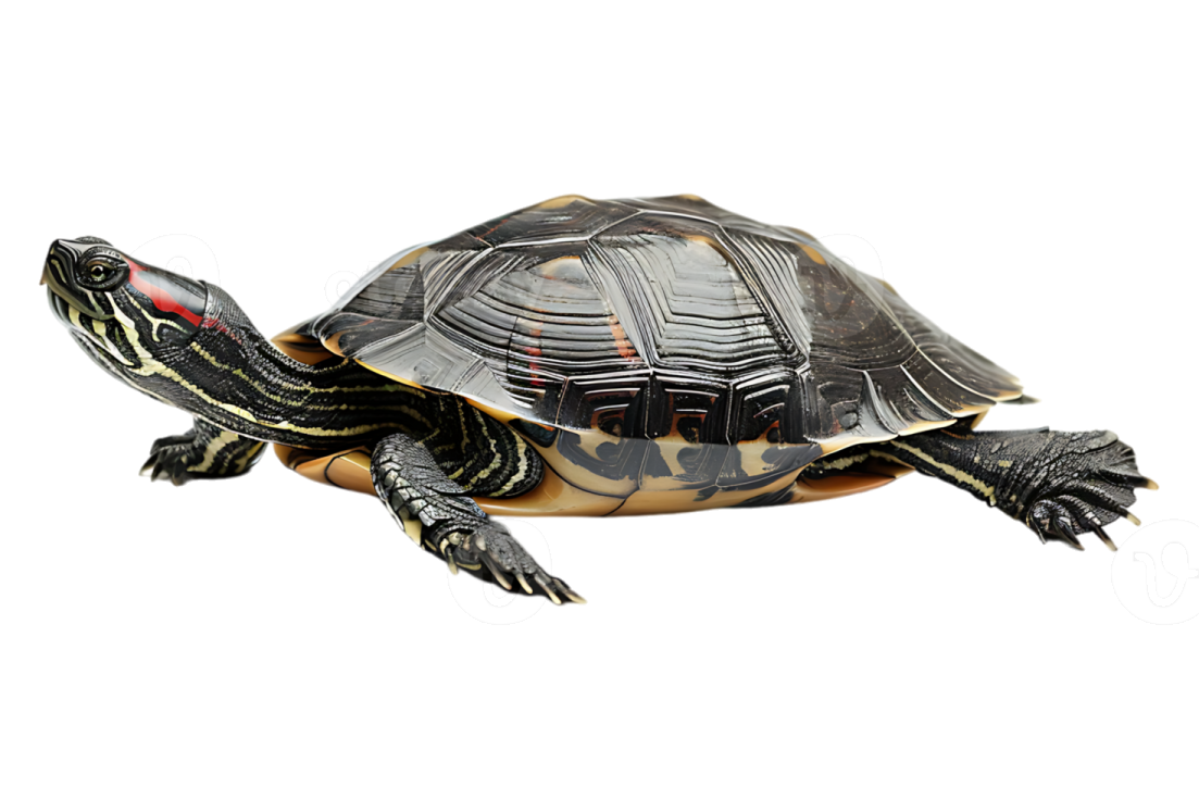 a small turtle on a white background