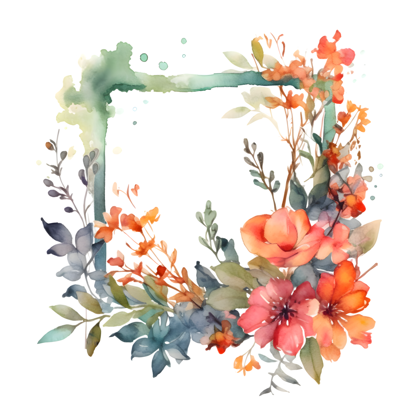 a watercolor floral wreath on a white background