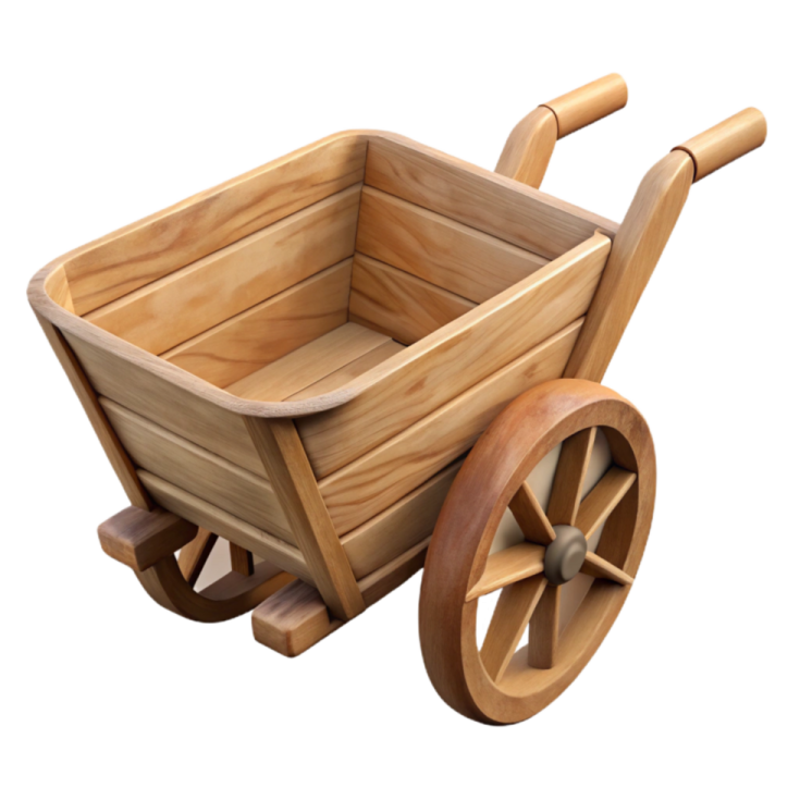 a wooden wagon with wheels